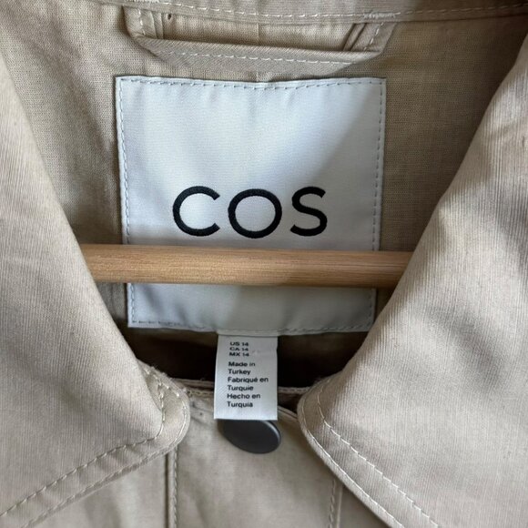 COS Oversized Boxy Crop Jacket Beige 14 Minimalist Quiet Luxury Linen‎ Capsule - Picture 3 of 6